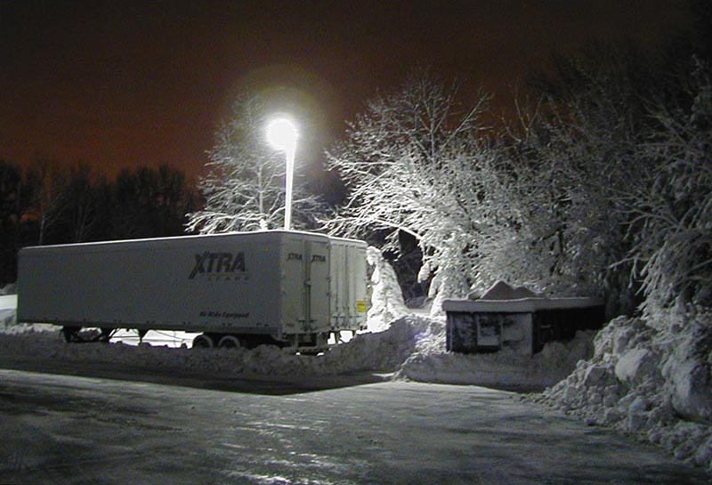Dumpster and Trailer after Snowstorm